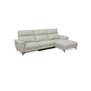SOFA SECCIONAL RECLINABLE ELECTRICO CON FRENTE DE PIEL GRIS Y PATAS NEGRAS