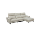 SOFA SECCIONAL RECLINABLE ELECTRICO CON FRENTE DE PIEL BEIGE Y PATAS NEGRAS