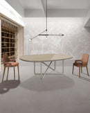 MESA DE COMEDOR TOPE VIDRIO Y PATAS CHAMPAÑA