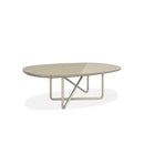 MESA DE COMEDOR TOPE VIDRIO Y PATAS CHAMPAÑA