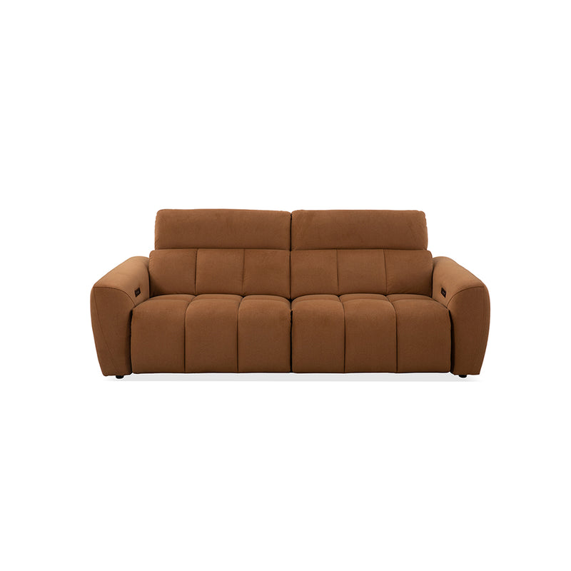 SOFA RECLINABLE ELECTRICO DE TRES ASIENTOS EN TELA MARRON