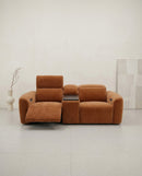 SOFA RECLINABLE ELECTRICO DE DOS ASIENTOS EN TELA MARRON