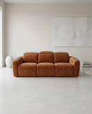 SOFA RECLINABLE ELECTRICO DE TRES ASIENTOS EN TELA MARRON