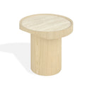 MESA LATERAL TOPE DE CERAMICA Y BASE DE MADERA CLARA