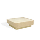 MESA DE CENTRO TOPE DE CERAMICA Y BASE DE MADERA CLARA