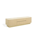 MESA DE TV TOPE DE CERAMICA Y BASE DE MADERA CLARA