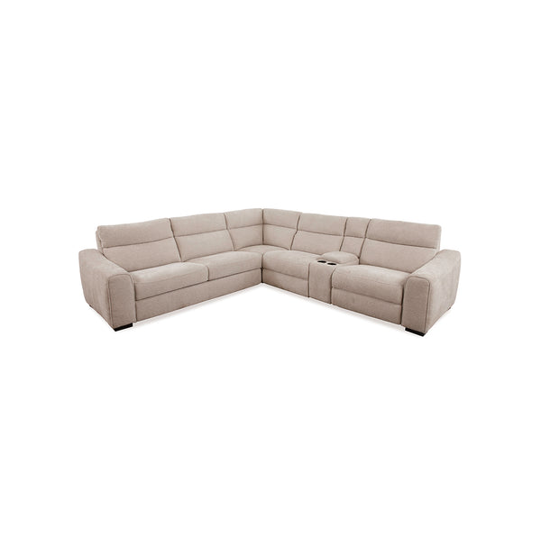SOFA SECCIONAL RECLINABLE ELECTRICO EN TELA MARRON