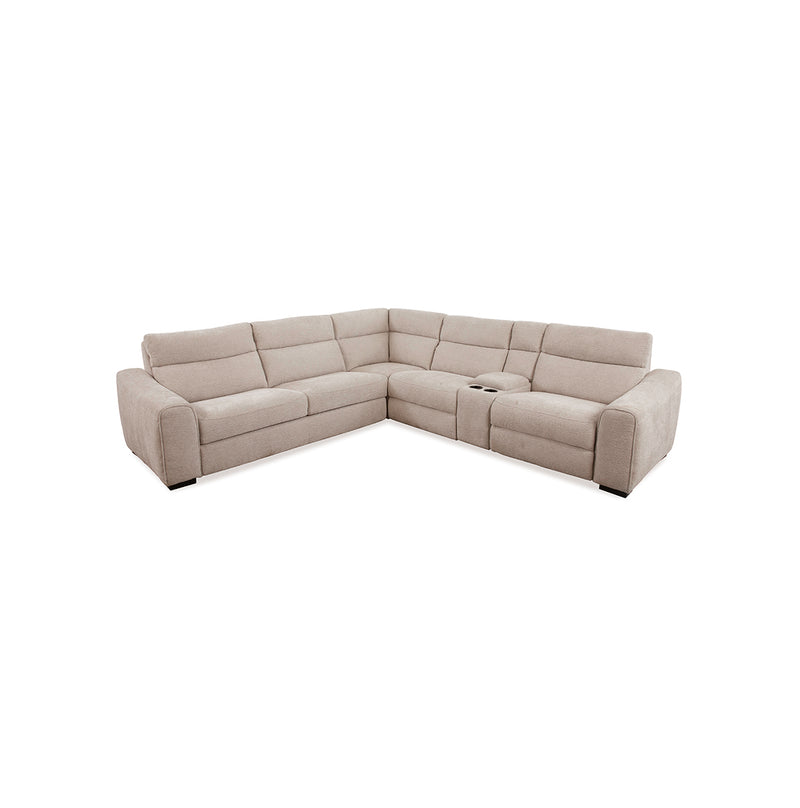 SOFA SECCIONAL RECLINABLE ELECTRICO EN TELA MARRON
