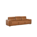SOFA RECLINABLE ELECTRICO DE TRES ASIENTOS CON FRENTE DE PIEL CAMEL