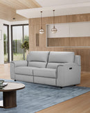 SOFA RECLINABLE DE DOS ASIENTOS ELECTRICO CON FRENTE DE PIEL GRIS
