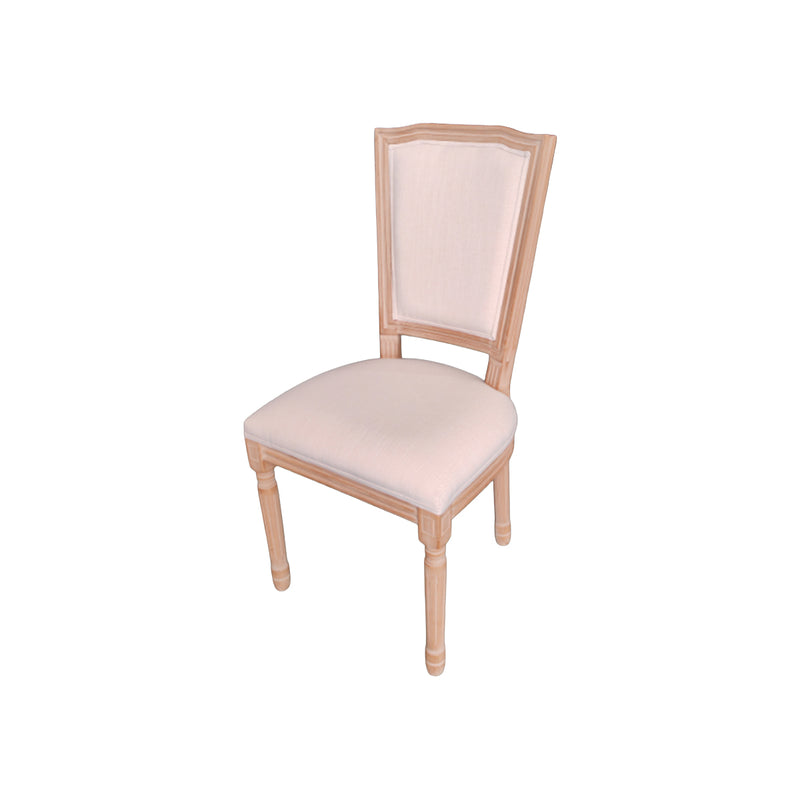 SILLA DE COMEDOR ACABADO DE MADERA CLARA Y TELA BEIGE