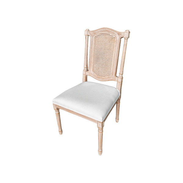 SILLA DE COMEDOR ACABADO DE MADERA CLARA Y TELA BEIGE