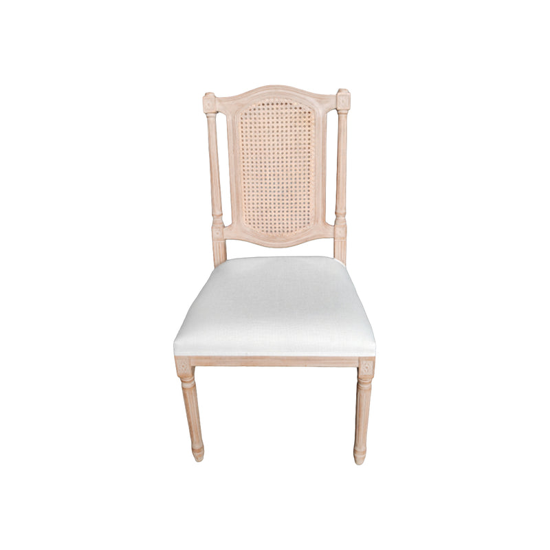 SILLA DE COMEDOR ACABADO DE MADERA CLARA Y TELA BEIGE