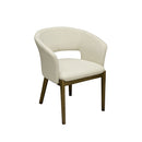 SILLA DE COMEDOR EN TELA BEIGE Y PATAS ACABADO DE MADERA