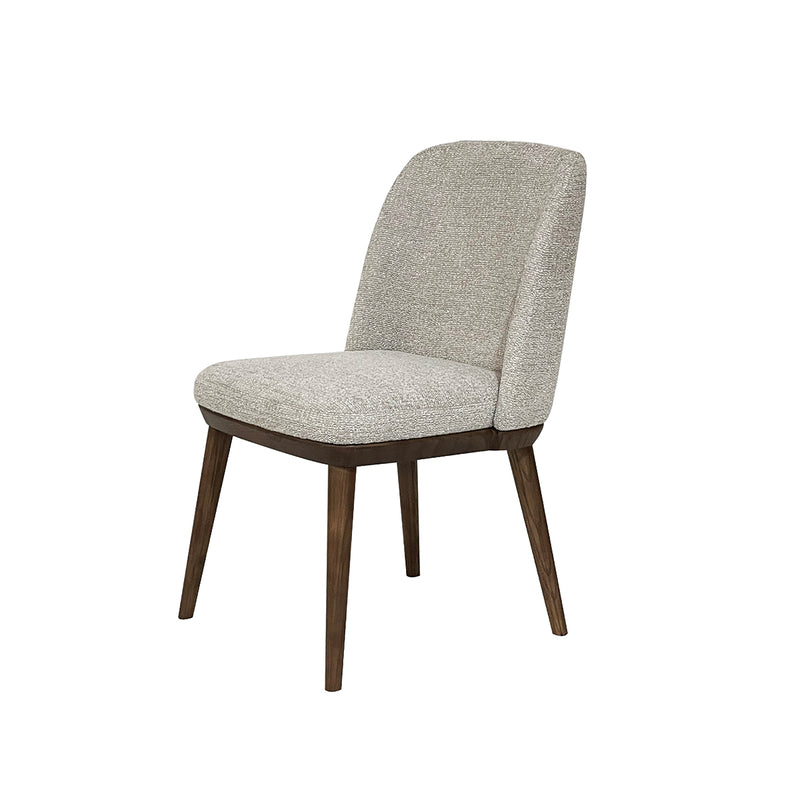 SILLA DE COMEDOR EN TELA GRIS BEIGESACEO Y PATAS MARRONES