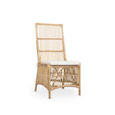 SILLA DE COMEDOR EN RATAN Y TELA BLANCA