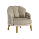 VATICAN SWIVEL LOUNGE ARMCHAIR, TEAK LEGS, FRAM:BEIGE 70108,ROPE:SAND HF-006, CUS:FON180