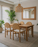 SILLA DE COMEDOR EN RATAN Y TELA BLANCA