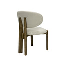 SILLA DE COMEDOR EN TELA BEIGE Y PATAS ACABADO DE MADERA