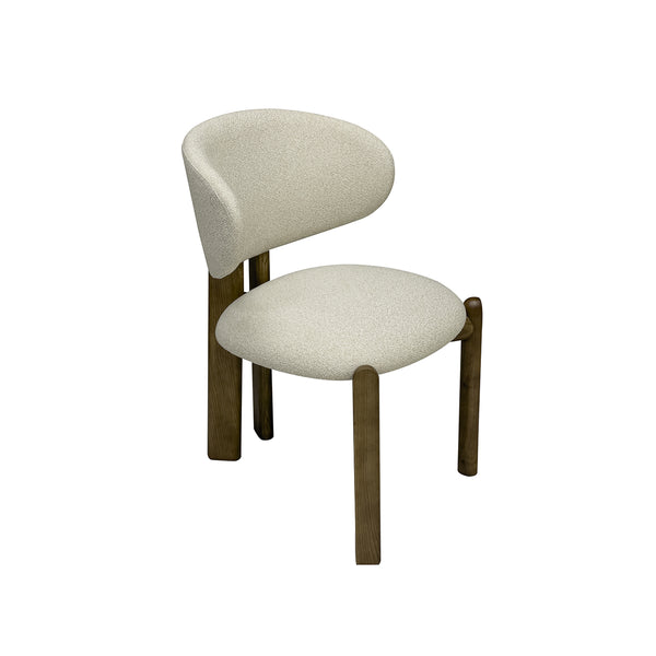 SILLA DE COMEDOR EN TELA BEIGE Y PATAS ACABADO DE MADERA