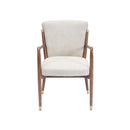 SILLA DE COMEDOR ACABADO DE MADERA Y TELA BEIGE