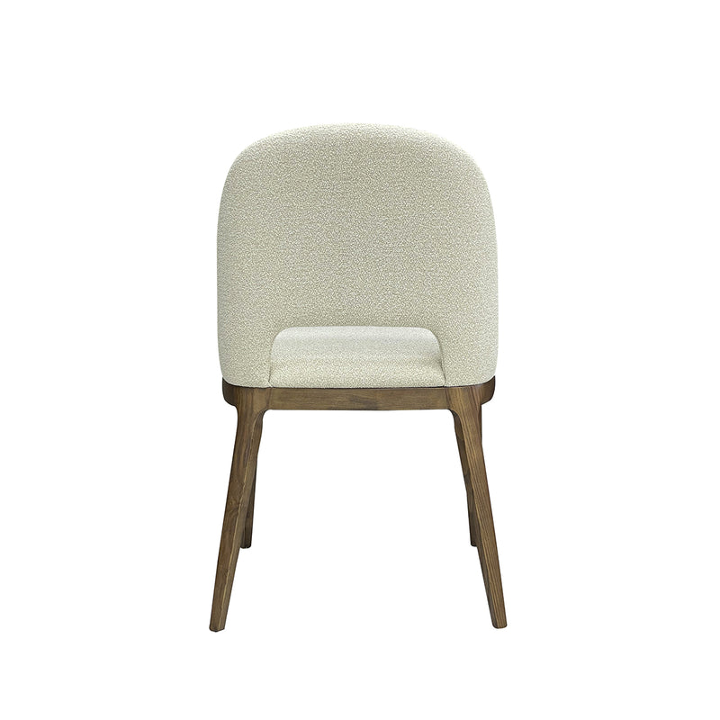 SILLA DE COMEDOR EN TELA BEIGE Y PATAS ACABADO DE MADERA