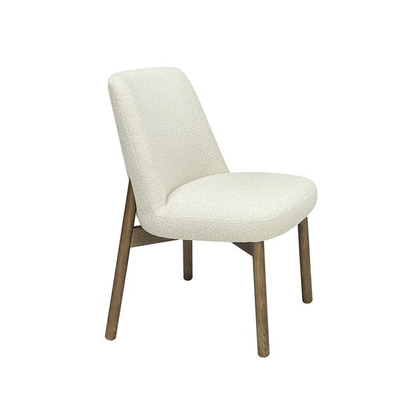 SILLA DE COMEDOR EN TELA BEIGE Y PATAS ACABADO DE MADERA