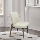 SILLA DE COMEDOR EN TELA BEIGE Y PATAS ACABADO DE MADERA