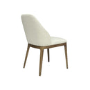 SILLA DE COMEDOR EN TELA BEIGE Y PATAS ACABADO DE MADERA