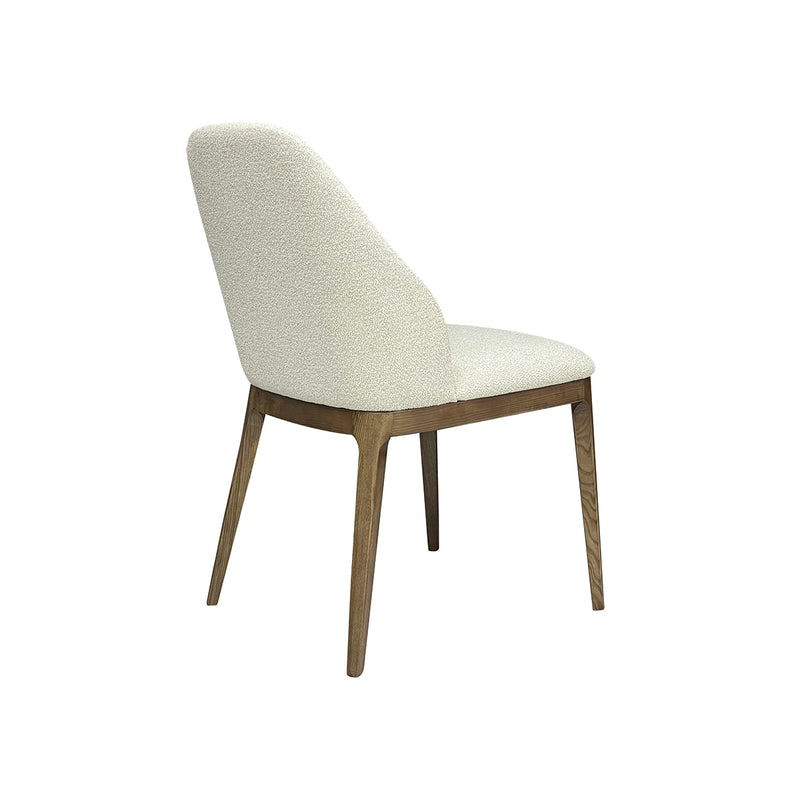 SILLA DE COMEDOR EN TELA BEIGE Y PATAS ACABADO DE MADERA