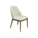 SILLA DE COMEDOR EN TELA BEIGE Y PATAS ACABADO DE MADERA