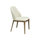 SILLA DE COMEDOR EN TELA BEIGE Y PATAS ACABADO DE MADERA