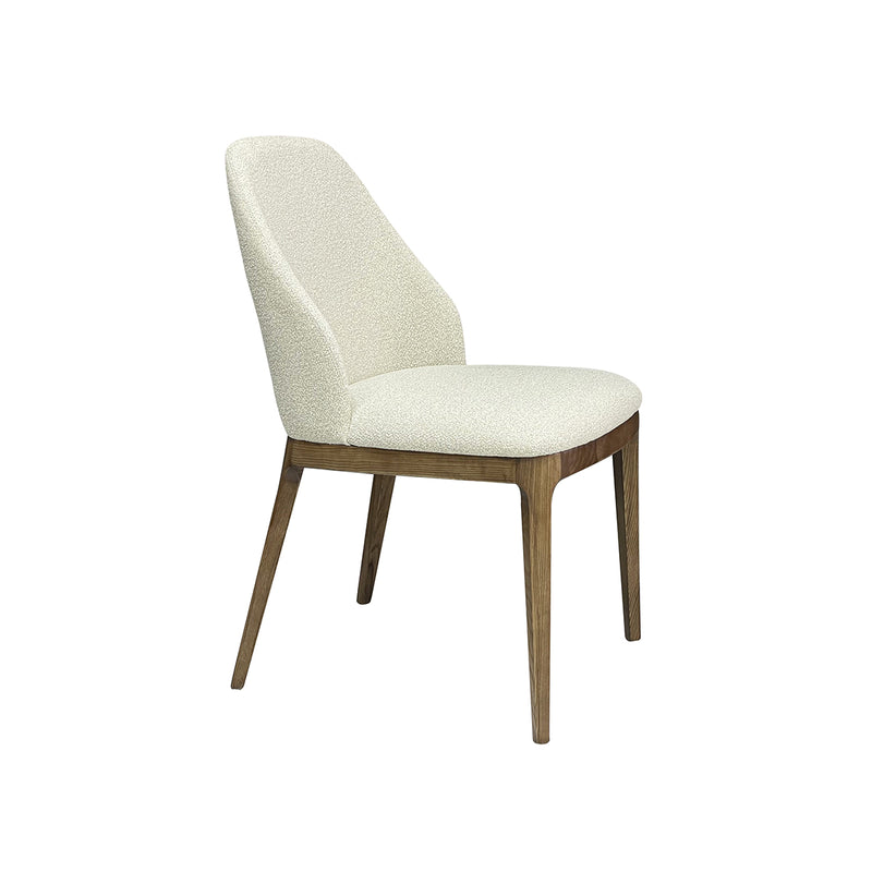 SILLA DE COMEDOR EN TELA BEIGE Y PATAS ACABADO DE MADERA