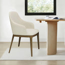 SILLA DE COMEDOR EN TELA BEIGE Y PATAS ACABADO DE MADERA