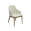SILLA DE COMEDOR EN TELA BEIGE Y PATAS ACABADO DE MADERA