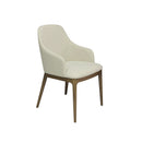 SILLA DE COMEDOR EN TELA BEIGE Y PATAS ACABADO DE MADERA