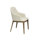 SILLA DE COMEDOR EN TELA BEIGE Y PATAS ACABADO DE MADERA