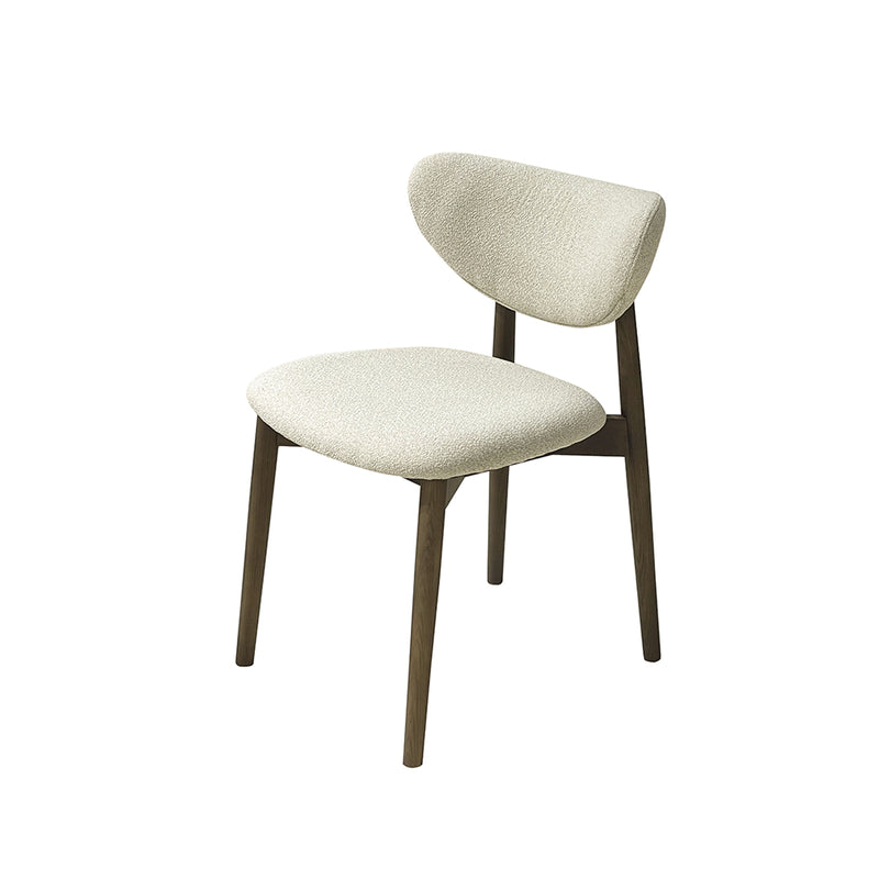 SILLA DE COMEDOR EN TELA BEIGE Y PATAS ACABADO DE MADERA