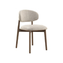 SILLA DE COMEDOR EN TELA TEXTURIZADA TAUPE Y PATAS ACABADO DE MADERA