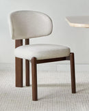 SILLA DE COMEDOR EN TELA TEXTURIZADA BEIGE Y PATAS ACABADO DE MADERA