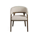 SILLA DE COMEDOR EN TELA TEXTURIZADA BEIGE Y PATAS ACABADO DE MADERA