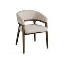 SILLA DE COMEDOR EN TELA TEXTURIZADA BEIGE Y PATAS ACABADO DE MADERA