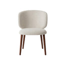 SILLA DE COMEDOR EN TELA TEXTURIZADA BEIGE Y PATAS ACABADO DE MADERA