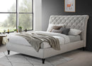 CAMA FULL EN TELA BEIGE GRISACEA