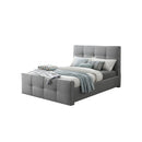 CAMA QUEEN TAPIZADA EN TELA GRIS