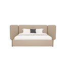 CAMA KING CON FRENTE DE PIEL BEIGE