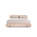 CAMA KING EN TELA BEIGE