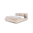 CAMA QUEEN EN TELA BEIGE