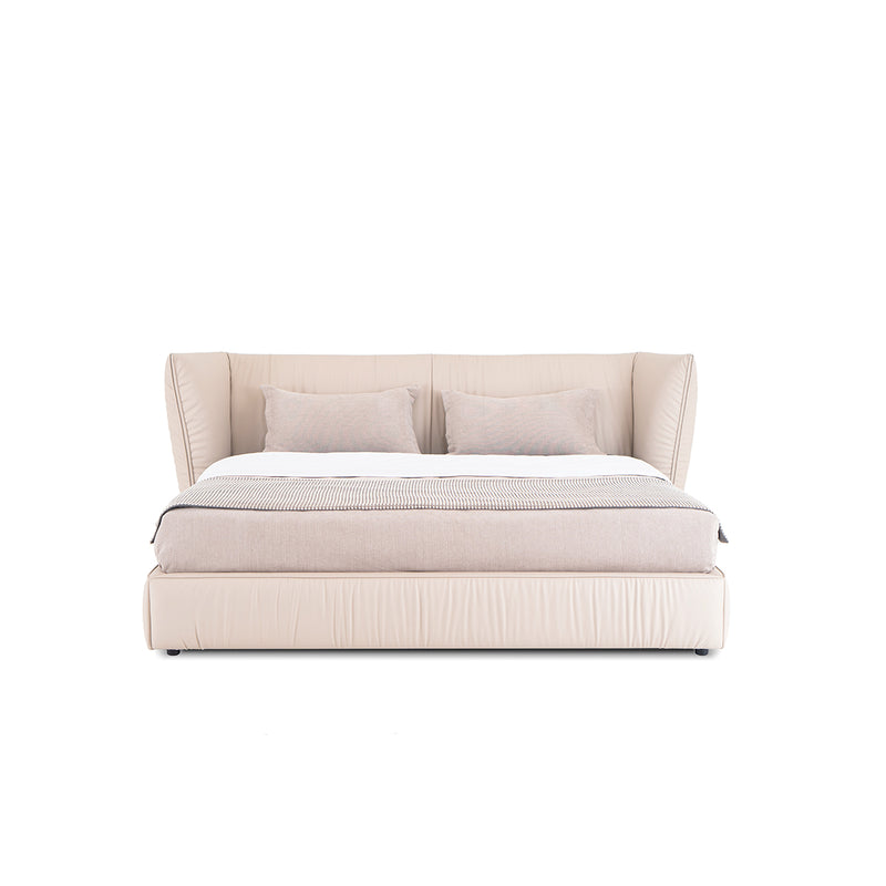 CAMA KING CON FRENTE DE PIEL BEIGE
