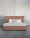 CAMA KING CON FRENTE DE PIEL MARRON